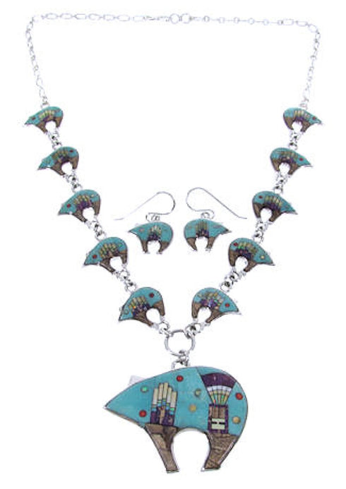 Turquoise Multicolor Bear Link Mesa Design Necklace Set PS64210